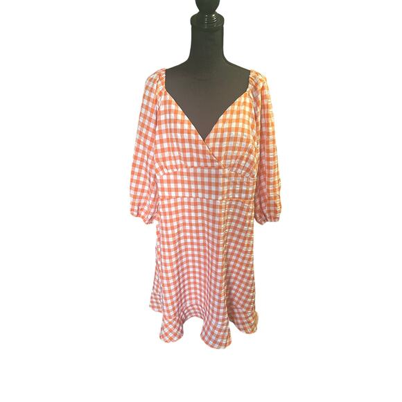 Cato Orange & White Plaid Fit & Flare Dress – Women’s - Picture 1 of 7
